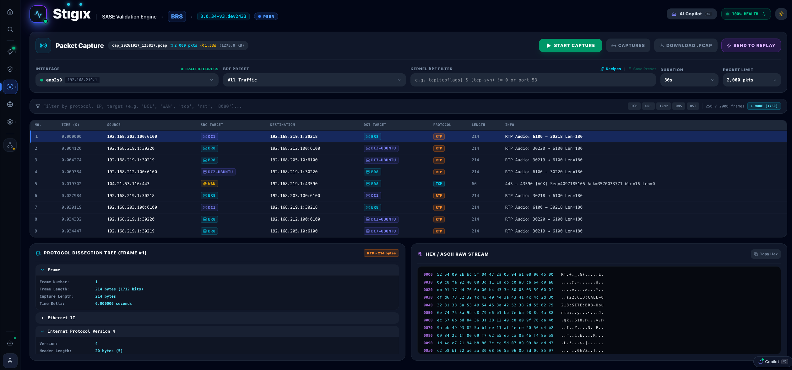 Stigix Live Packet Capture Web Wireshark