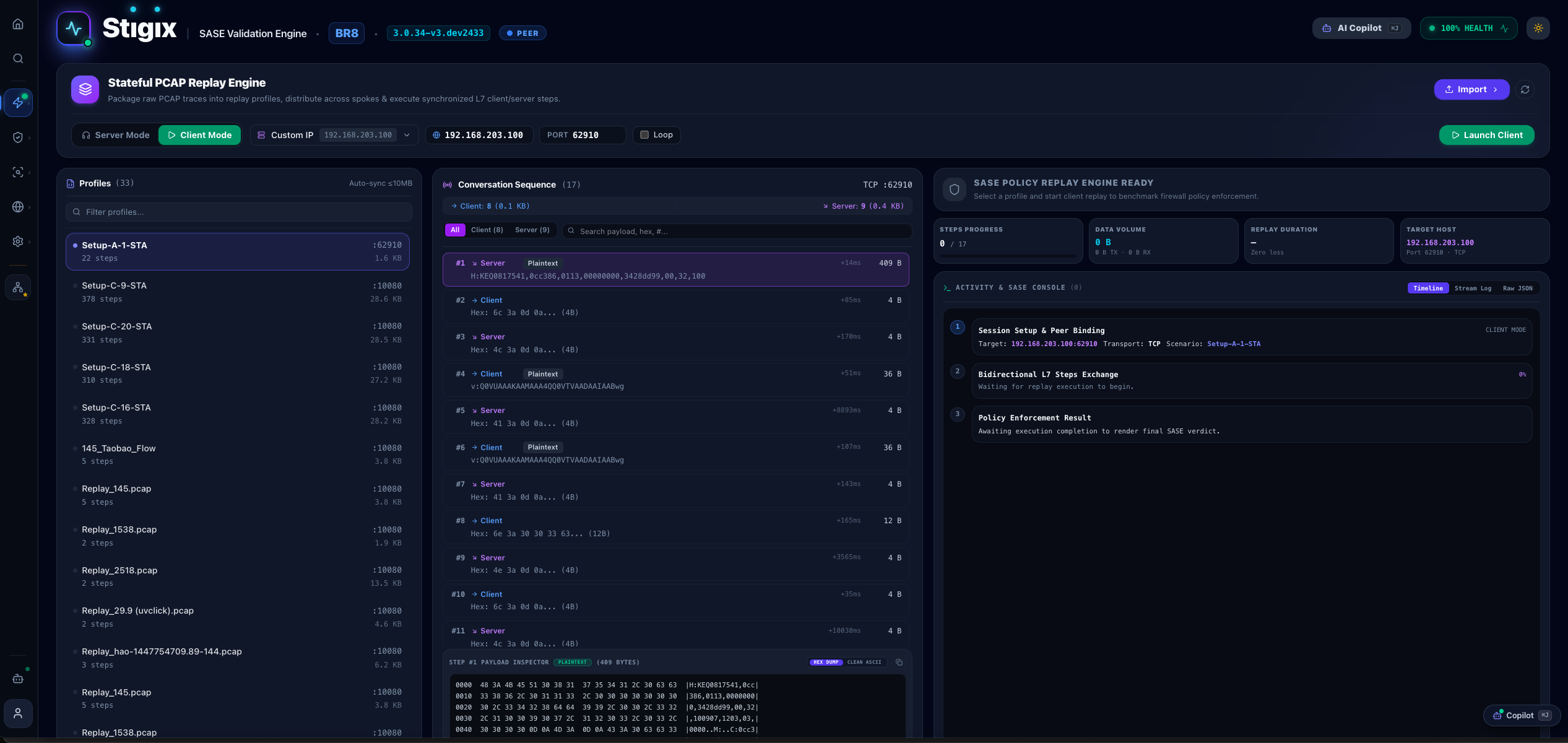 Stigix Stateful PCAP Replay Engine